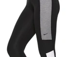 Nike Women's One Dri-FIT Colourblock Mid-Rise 7/8 Length Leggings / Tights - Black/White