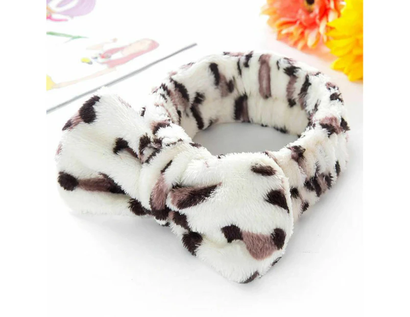 Big Bow Striped Soft Hair Band Head Wrap Headband - Leopard