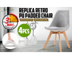La Bella 4 Set Retro Dining Cafe Chair Padded Seat - Grey