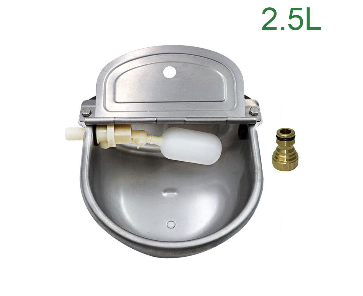 2.5L Stainless Steel Automatic Water Bowl Trough Auto Fill Drinker for Dog Chicken Sheep Goat Cattle Cow Horse Drinking