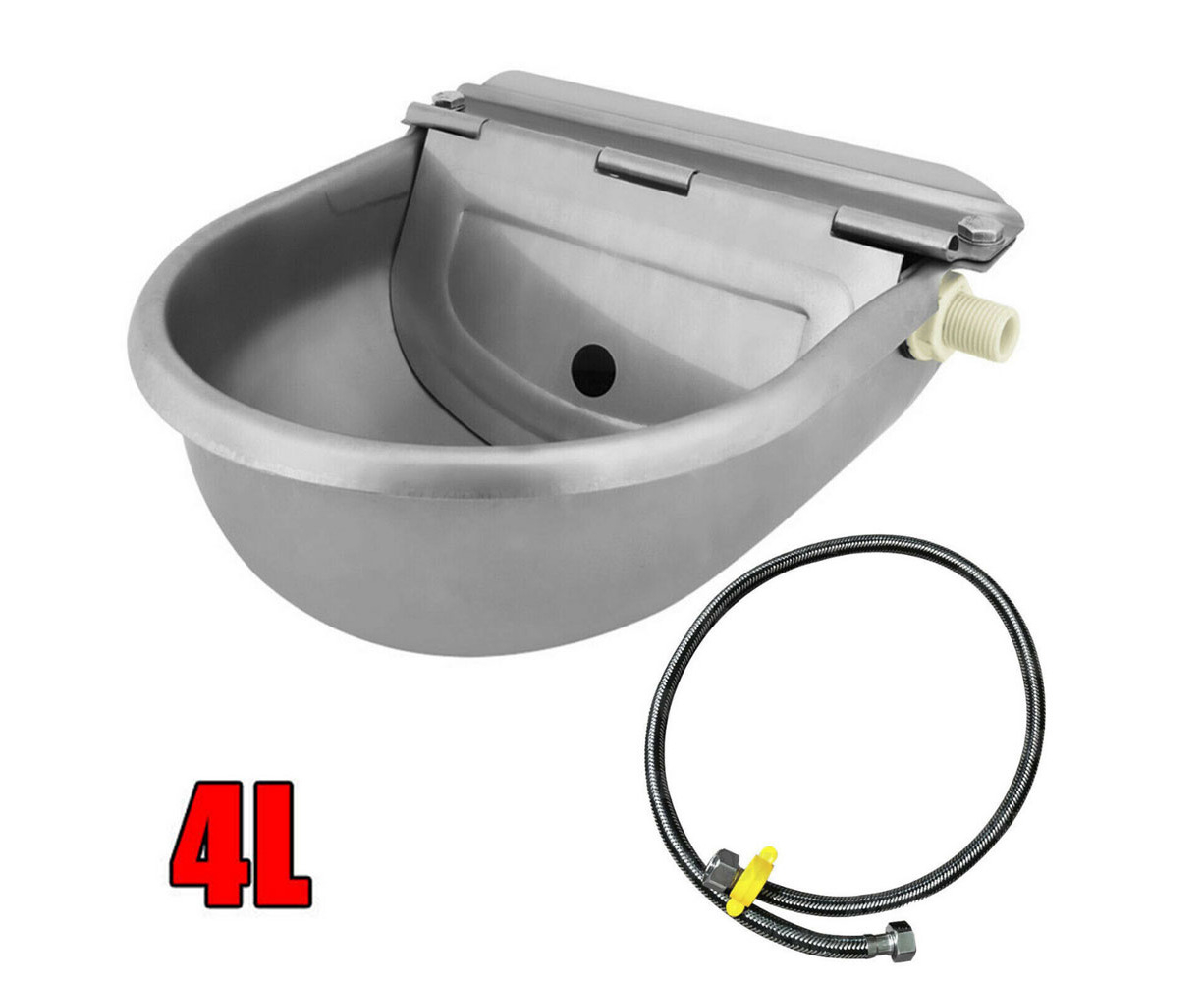 Automatic Water Bowl for Dog Galvanized Stainless Steel Automatic Water Bowl for Livestock Horse Portable Drinking Waterer Bowl with Float Valve Water Trough for Horse Cattle Goat Sheep 