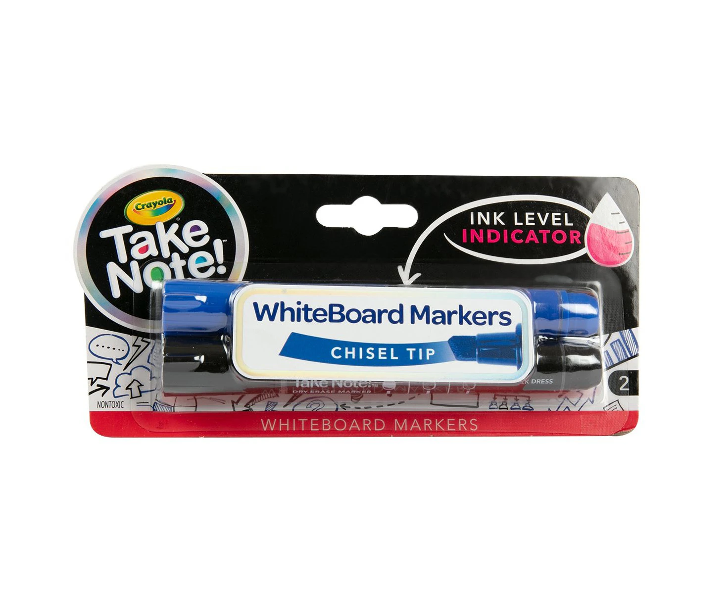 Crayola Take Note! 2 ct Chisel Tip Whiteboard Markers (Black & Blue)