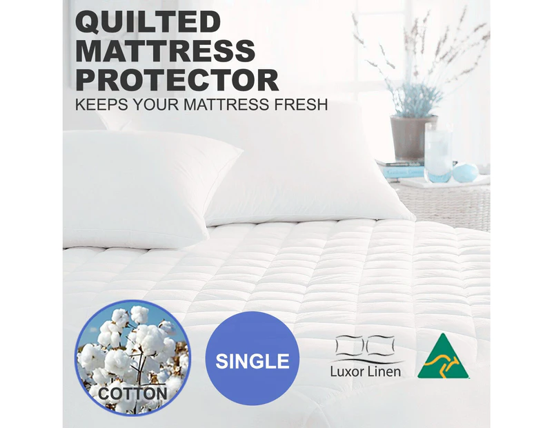 Fitted Cotton Cover Quilted Mattress Protector - Aus Made