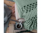 Hand Knitted Acrylic Blanket Bed Sofa Tassel Throw Rug Blanket 125x180cm Beige