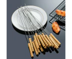 Metal BBQ Skewers Reusable Grill Wooden Handle 31cm - 24 pcs