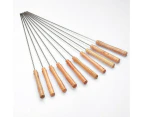 Metal BBQ Skewers Reusable Grill Wooden Handle 31cm - 24 pcs