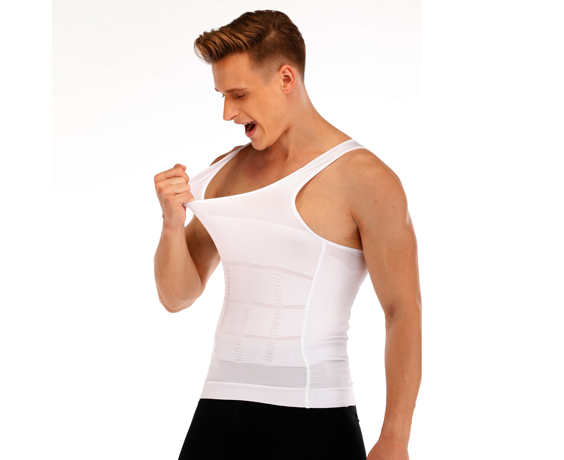 Compression Muscle Tank Mens Slimming Body Shaper Vest Shirt 