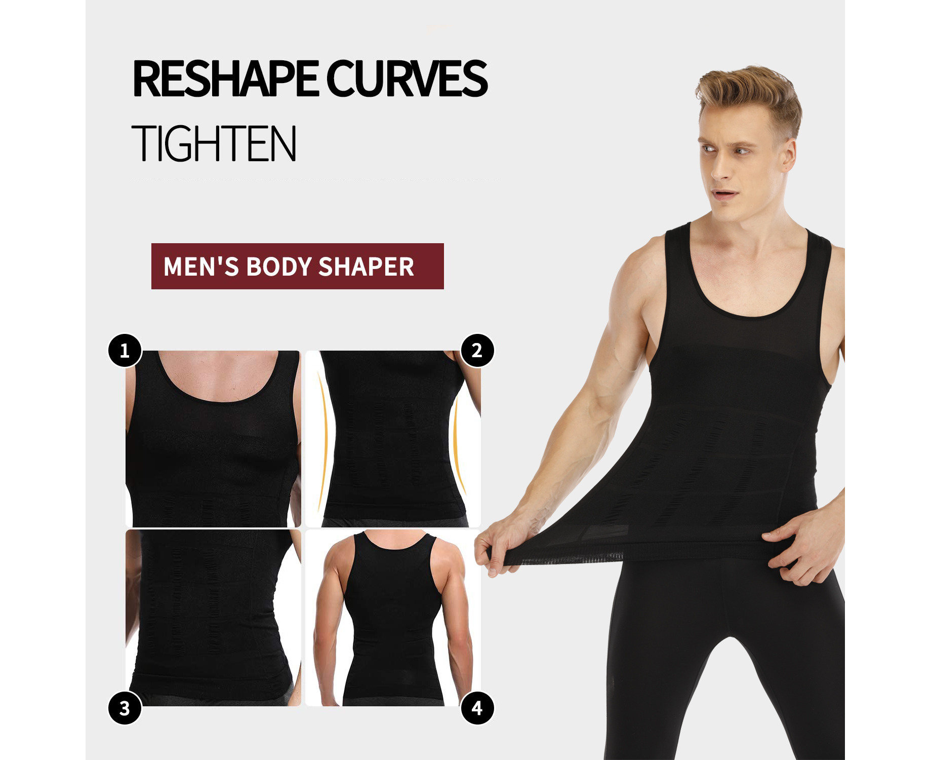 Bonivenshion Men's Compression Shirt Shapewear Slimming Body