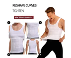 Bonivenshion Men's Compression Shirt Shapewear Slimming Body Shaper Vest Weight Loss Tank Top Undershirt-White