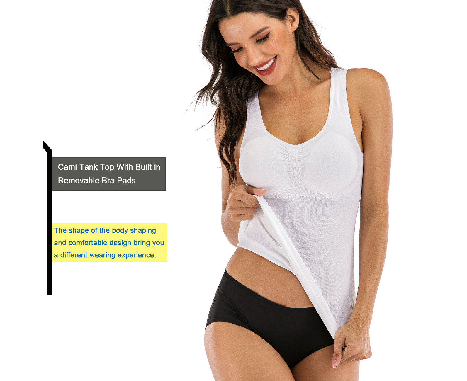 Women's Shapewear Tank Top Cami Shaper with Built in Removable Bra