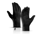 Waterproof Full Finger Winter Cycling Bike Touch Gloves - Black