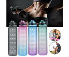 Motivational Gym Sports Large Fitness Water Bottle - 1L - Blue Purple