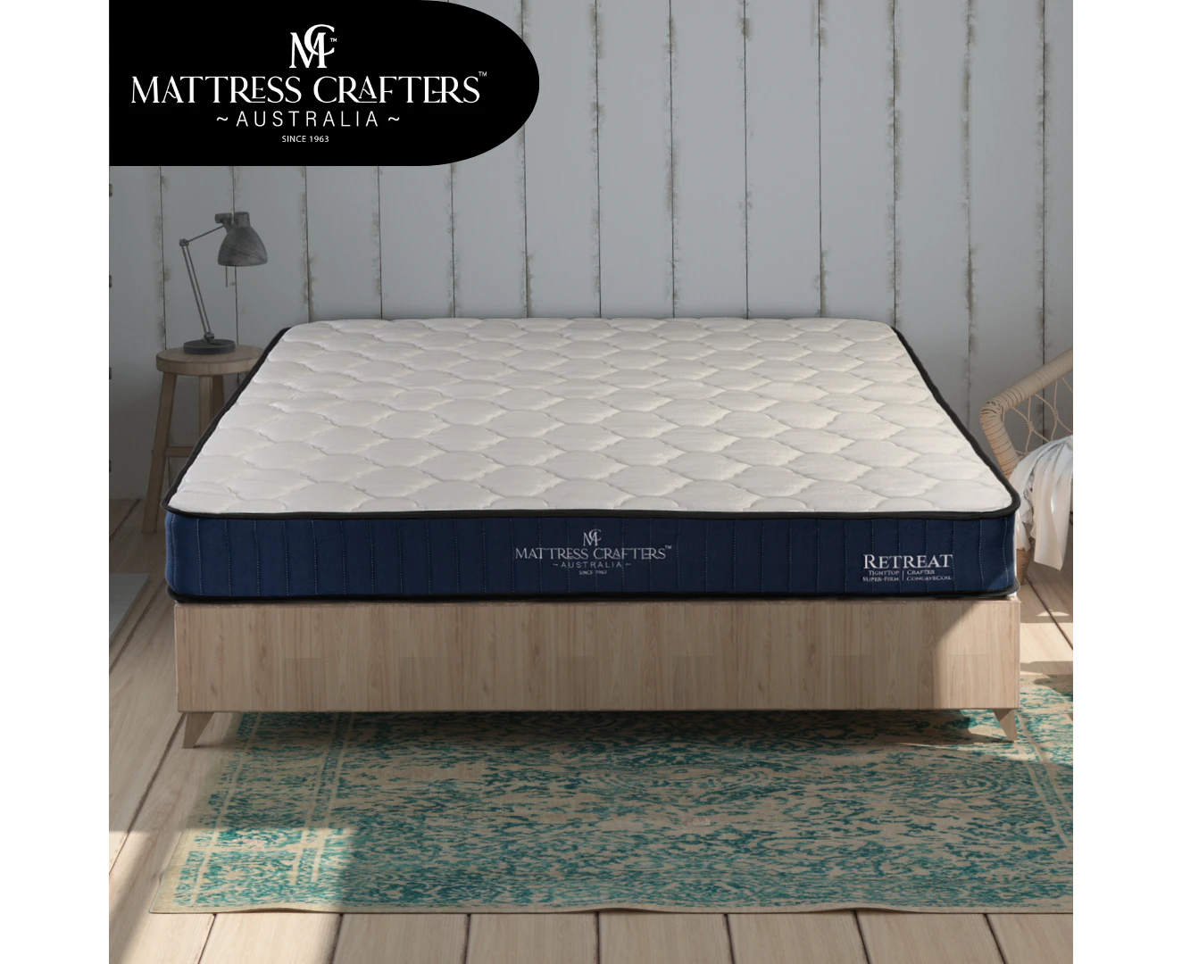 Mattress Crafters Retreat Super Firm HD Foam Inner Spring Tight Top Support - Double Queen King Single