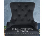 La Bella 2 Set French Provincial Dining Chair Ring Studded Lisse Velvet Rubberwood - Black