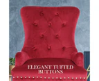 La Bella 2 Set French Provincial Dining Chair Ring Studded Lisse Velvet Rubberwood - Red