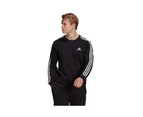 Adidas Mens Pullover 3 Stripe French Terry Sweatshirt/Jumper Black/White - Black
