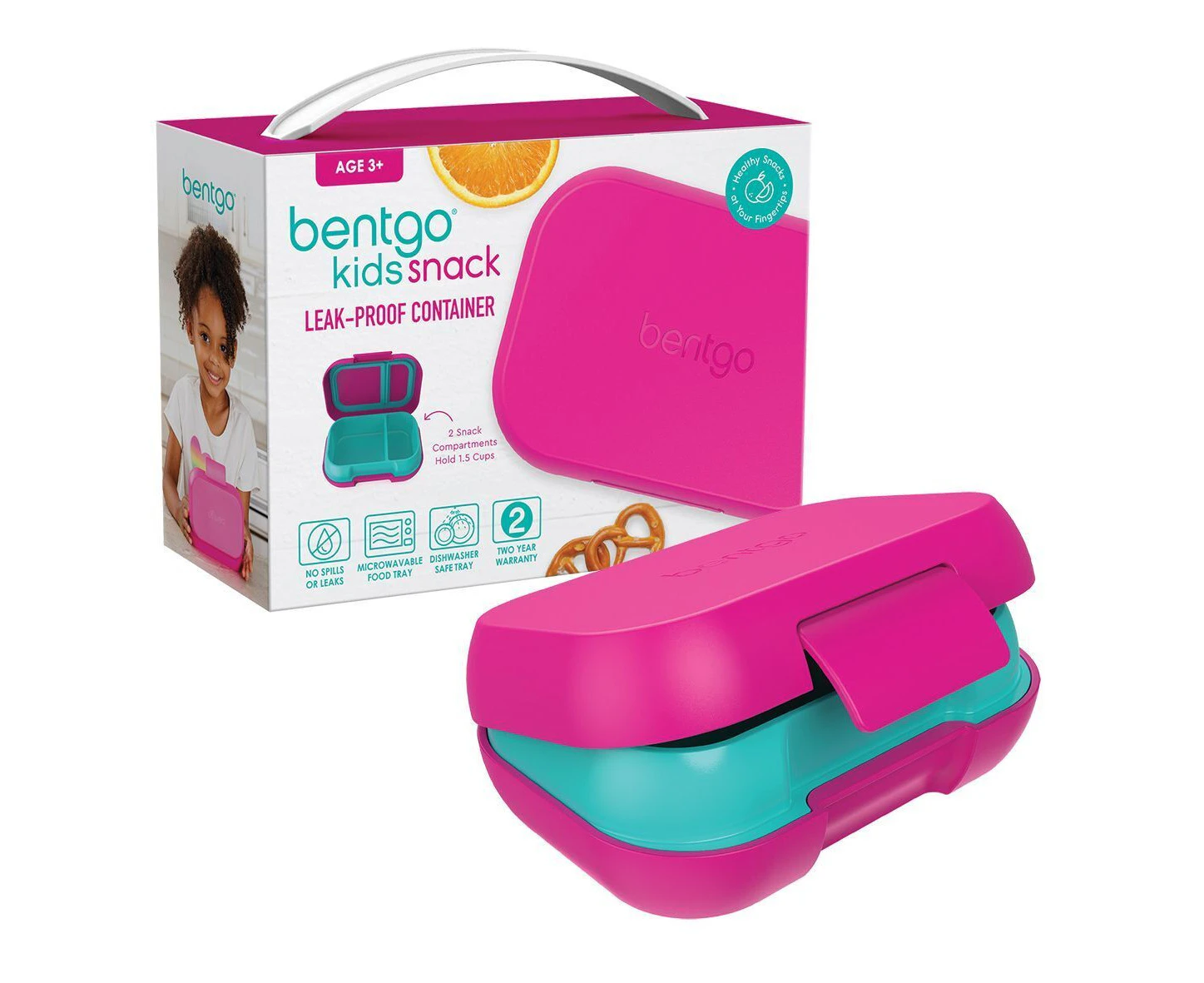 Bentgo Kid's Snack Chill Leak-Proof New Bento Food Container School Fuchsia/Teal