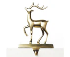 Antique Gold 3D Reindeer Christmas Stocking Hanger