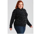 Beme Long Sleeve Pearl Cable Knitwear Jumper - Womens - Plus Size Curvy - Black