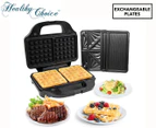 Healthy Choice Dual Sandwich Press w/ 3 Interchangeable Plates - Silver SM303