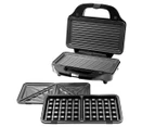 Healthy Choice Dual Sandwich Press w/ 3 Interchangeable Plates - Silver SM303