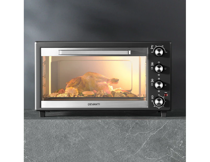 Devanti 60L Convection Oven Electric Fryer Ovens 2000W