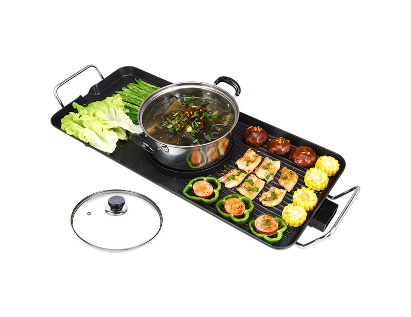 SOGA Electric Steamboat Asian Hot Pot Soup Maker Fondue Teppanyaki Hotpot Grill KoreanBBQPlate68CMWithPot