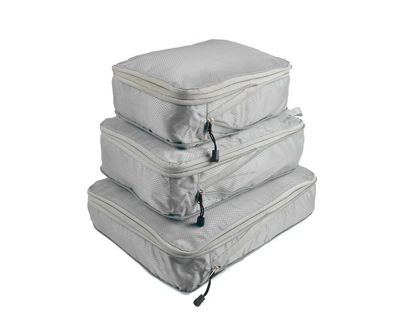 3 set Compression Packing Cubes Travel Expandable Packing Organizers,Grey