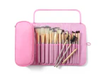 Portable Makeup Brush Organizer Makeup Brush Bag for Travel Cosmetic Bag Makeup Brush Roll Up Case Pouch Holder,Pink