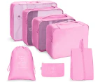 7 Set Packing Cubes Travel Cubes for Suitcases Luggage Packing Orginzers,Pink(One Free Giveaway As Seen On Photo)
