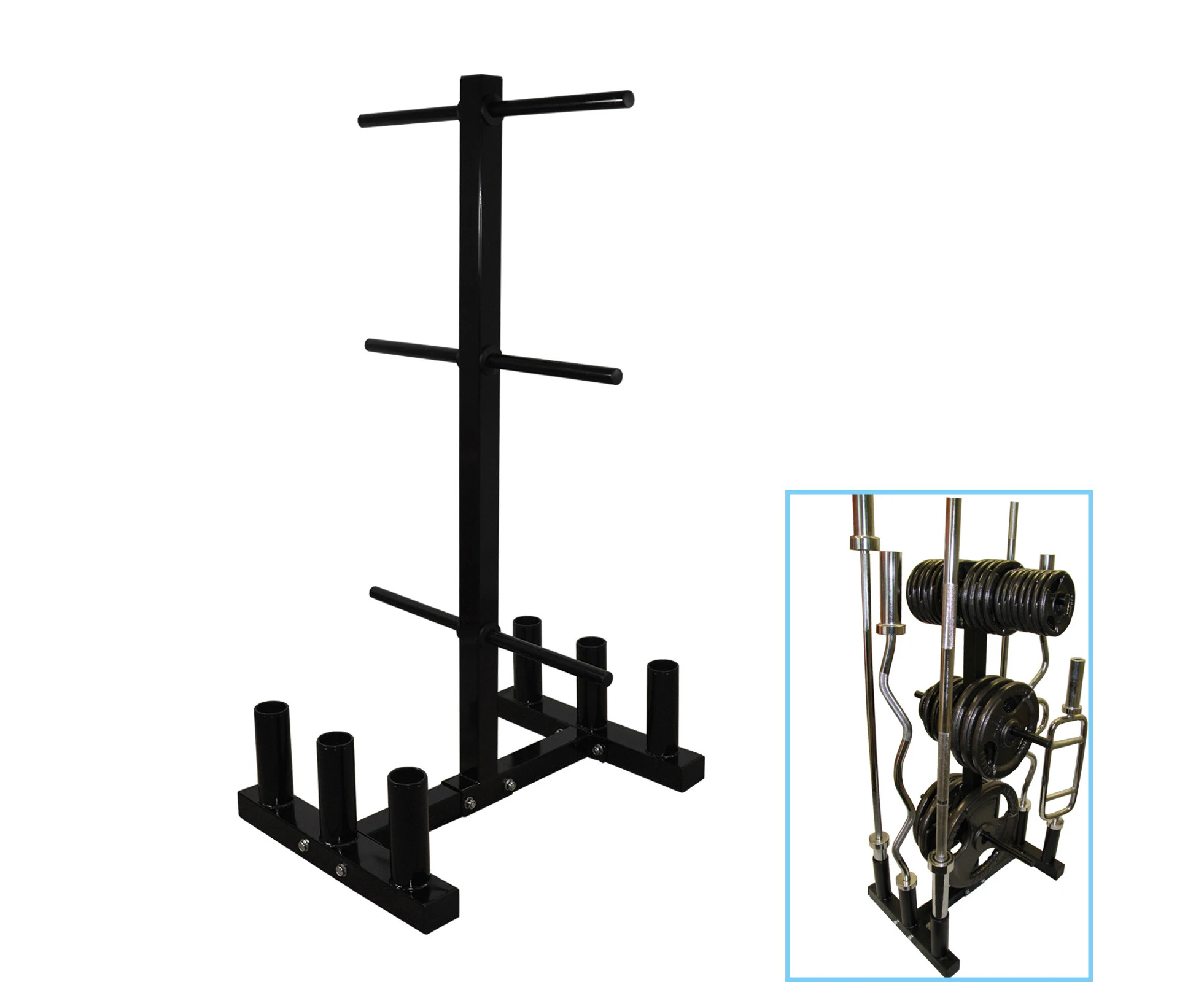 Olympic Barbell And Weight Plate Storage Rack - Home Gym - Store All Types Plate