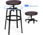 Giantex 2PCS Bar Stool Counter Height Bar Chairs Round Wooden High Seat for Kitchen Cafe Brown