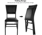 Giantex Set of 2 Folding PU Chairs Metal Dining Chairs w/ Sponge Padded Backrest for Living Room & Restaurant