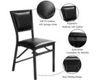 Giantex Set of 2 Folding PU Chairs Metal Dining Chairs w/ Sponge Padded Backrest for Living Room & Restaurant