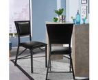 Giantex Set of 2 Folding PU Chairs Metal Dining Chairs w/ Sponge Padded Backrest for Living Room & Restaurant