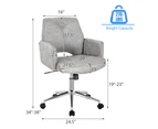Giantex Upholstered Office Chair Mid-Back Tufted Office Chair Adjustable Swivel Armchair w/Rolling Casters , Grey