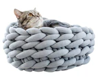 Cat Bed Basket Nest Hand Knitted Pet Sleeping Bag Thick Wool Round Donut Pet Bed