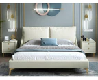 TEDDY Luxurious Cream Leather Bed Frame/Steel legs/Queen/ King
