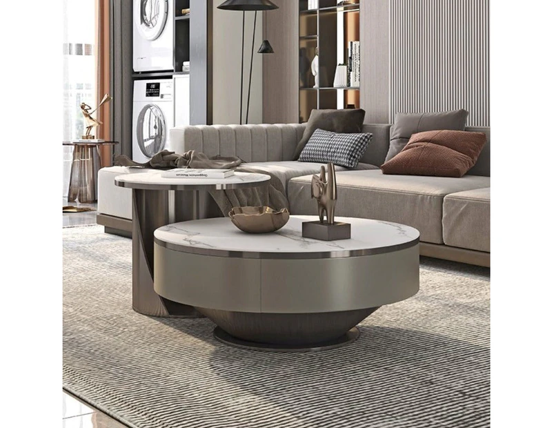 Berkley Nesting Coffee Table Set/Glossy Ceramic top/ Modern - Grey