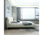 TEDDY Luxurious Cream Leather Bed Frame/Steel legs/Queen/ King