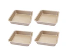 4Pcs Baking Tray Square Non-stick Carbon Steel Fashion Bakeware Bread Cake Tray for Home-Golden