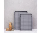 1 Set Baking Tray Food Grade Corrosion Resistant Metal Professional Cookie Bakeware Set for Kitchen-Silver