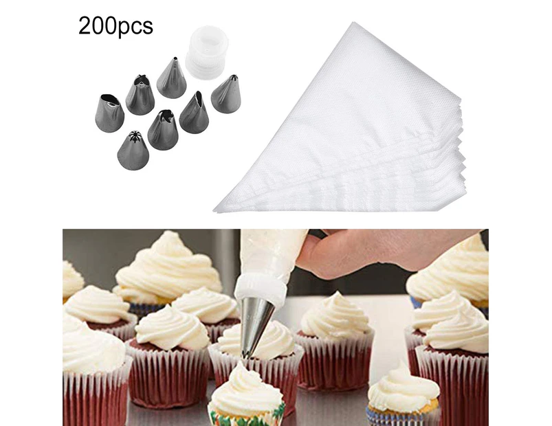 200Pcs Disposable Piping Icing Bags Fondant Cake Pastry Decorating Baking Tool