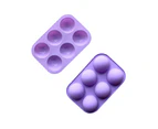 6 Holes Half Ball Sphere Silicone Non-Stick Cake Mold Chocolate DIY Baking Tools-Purple