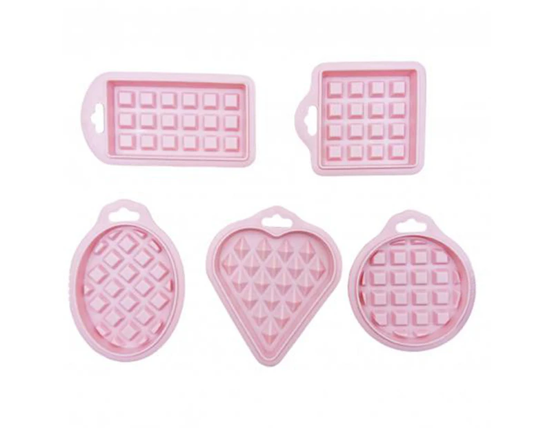 5Pcs Non-stick Food Grade Silicone Cake Biscuit Waffle Mold Bakeware Baking Tool-Pink