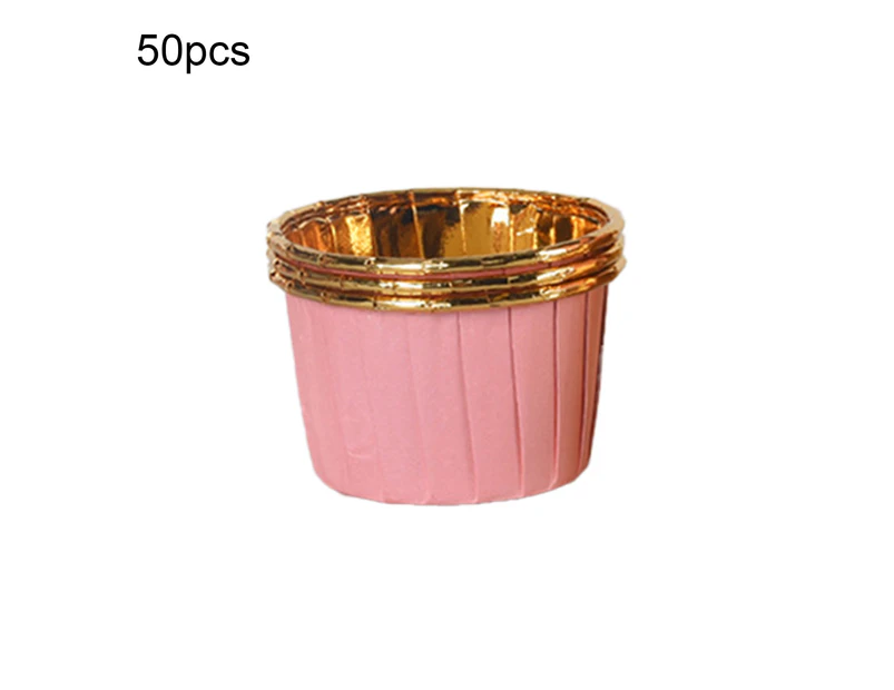 50Pcs Non-stick Oil Proof Muffin Cup Paper Wrapping Edge Cupcake Liner Party Supplies-Pink