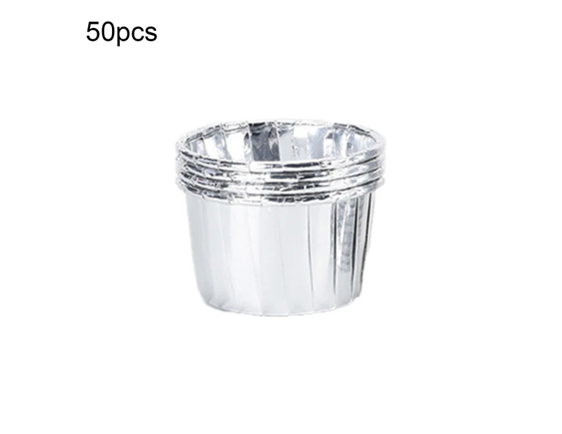 50Pcs Non-stick Oil Proof Muffin Cup Paper Wrapping Edge Cupcake Liner Party Supplies-Silver
