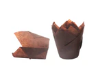 50Pcs Tulip Flower Shape Muffin Cup Disposable Paper Holiday Party Cupcake Liner Kitchen Tools-Coffee