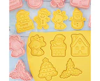 8Pcs/Set Cookie Stamper Non Stick Easy to Demold PP Merry Christmas 3D Biscuit DIY Mold Baking Accessories