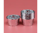 50Pcs Muffin Cups High Temperature Resistance Wrapping Edge Paper Souffle Pudding Ramekin Holders for Bakery-Silver